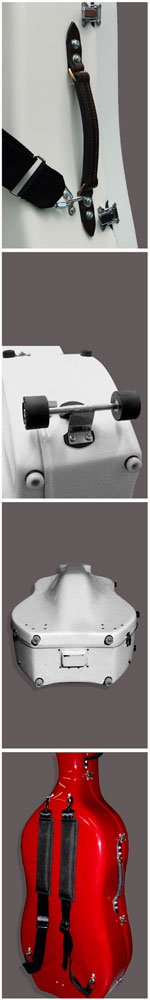 Alan Stevenson Cases_'Cello Case_Leather Handle Wheel Stud and Backpack Details